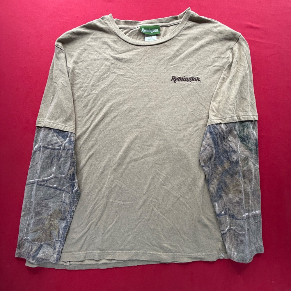 Y2K Remington Mens 2XL Tan Camo Layered Thermal Sleeve Long Sleeve Shirt Hunting